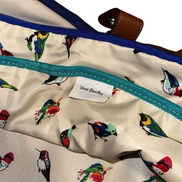 Vera Bradley Women's Lighten Up Wheeled Duffle Carry-on Luggage, birds Neutral, - Picture 9 of 10